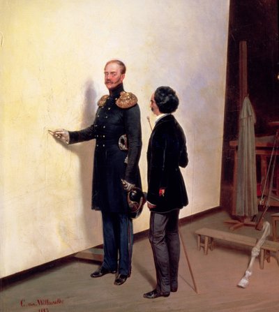 Tsaar en kunstenaar - Nikolay I (1796-1855) in het atelier van de kunstenaar, 1883 door Bogdan Pavlovich Villeval